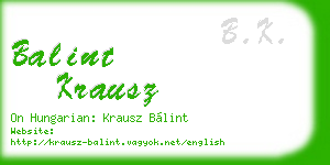 balint krausz business card
